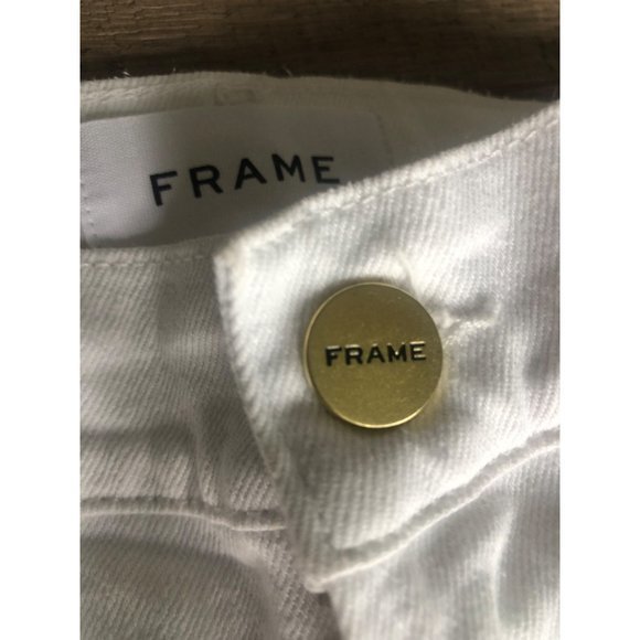 NWOT FRAME Women's White Le HIGH STRAIGHT Distressed High-rise Jeans Size 32 - Picture 6 of 8